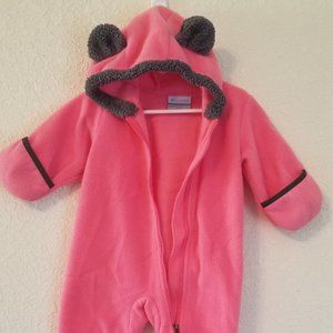 Columbia 3-6 month pink fleece bunting suit